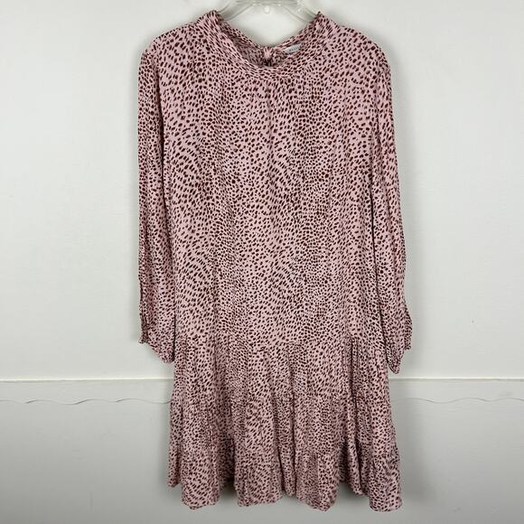 Tuckernuck Melissa Nepton Pink Tiered Long Sleeve Patterned Dress S - Picture 1 of 6